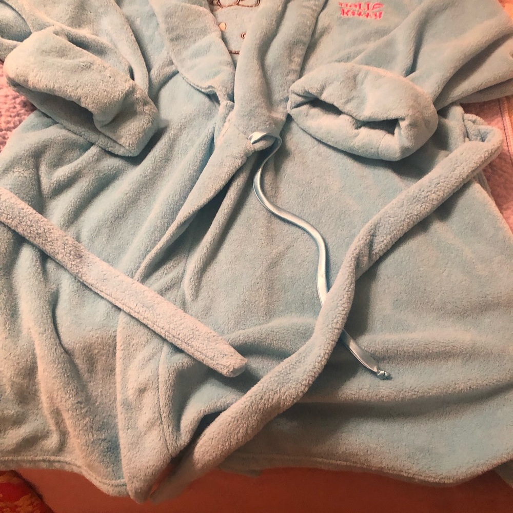 Woman’s Large Hello Kitty  Terry Belted Turquoise Bathrobe
